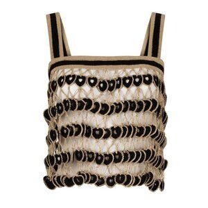 My Beachy Side Athena Dahlia Heart Knit Crochet Swingy Tank Top Dots Black Gold